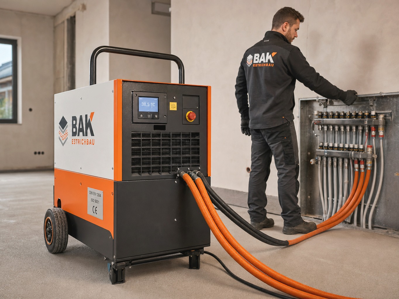 Mobiles Elektro-Heizmobil für Estrichaufheizung